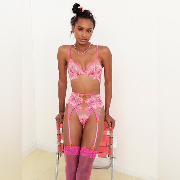 For Love And Lemons Hibiscus Embroidery Bra and Thong Panty - Picture 3 of 13